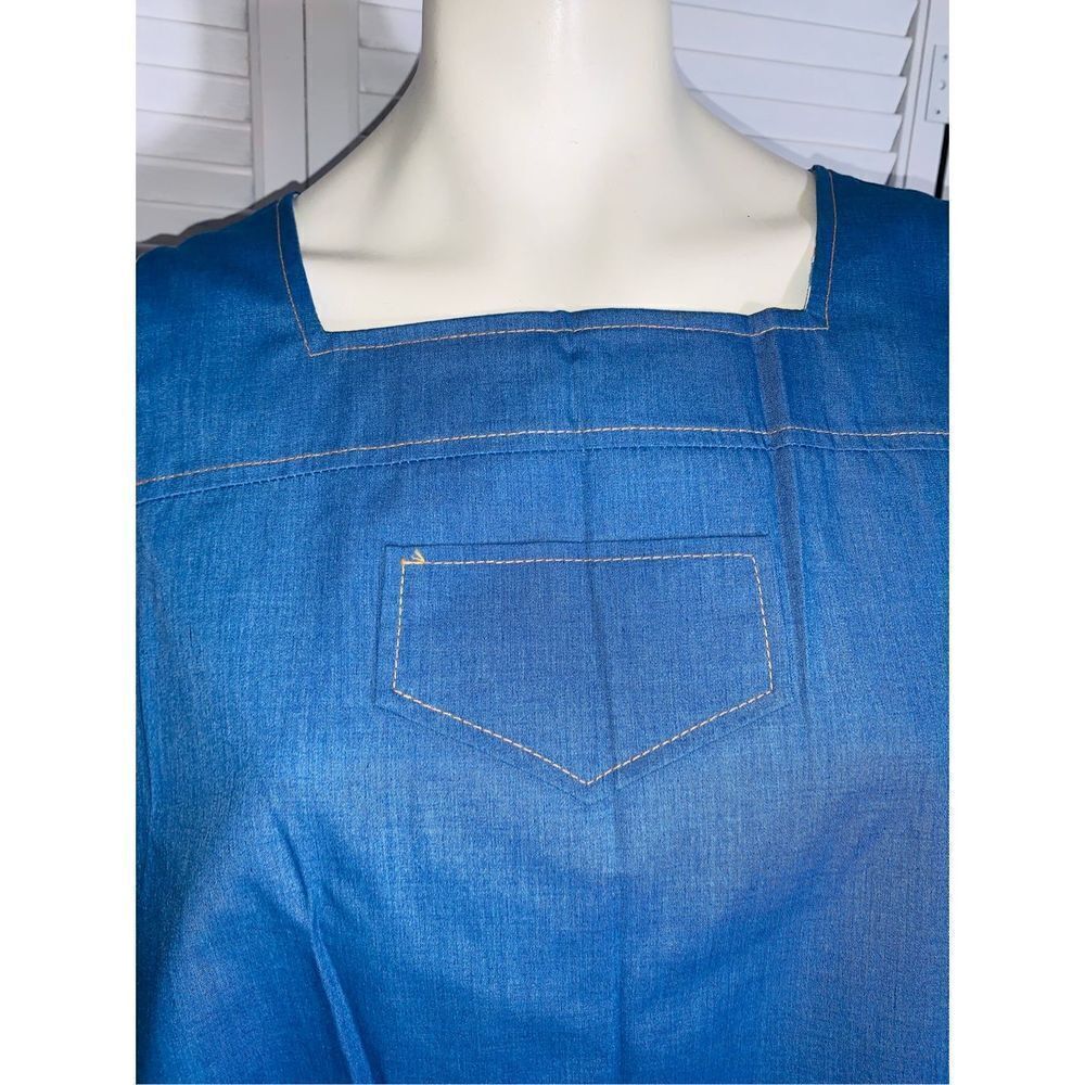 Vintage Loungees Blue Shift Dress Size Large - Picture 7 of 16